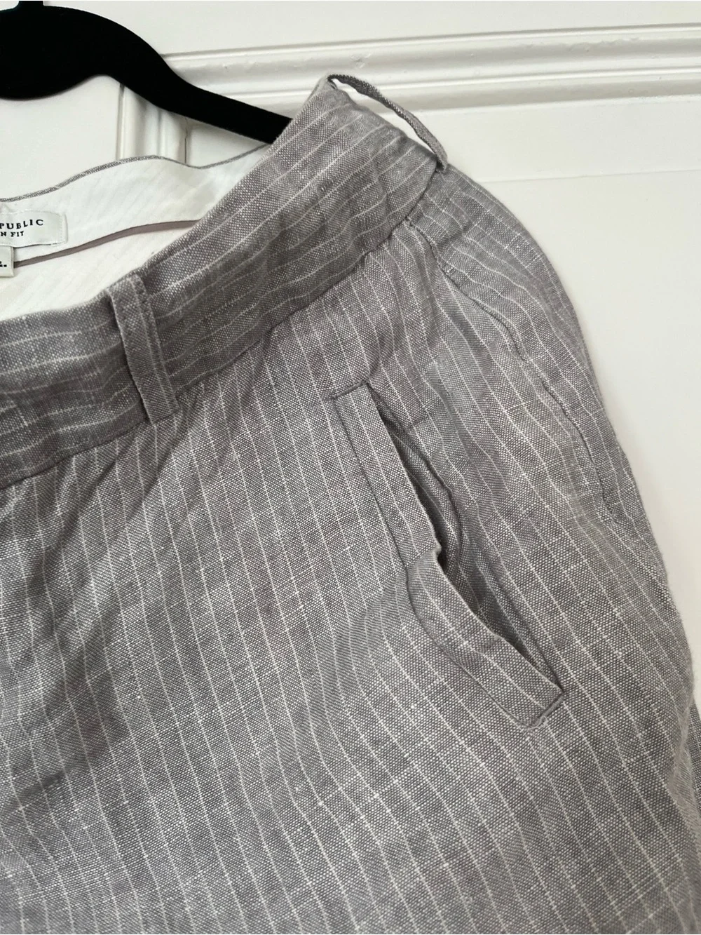Banana Republic Grey Linen Martin Fit Wide Pants Trousers